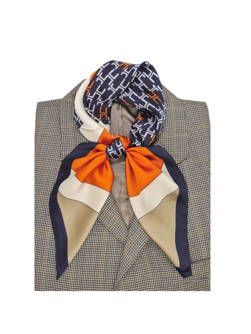 ✨Luxurious Elegant Bandana Square Scarf Silky Soft Satin Soft ORANGE Geometric✨ - Picture 2 of 5